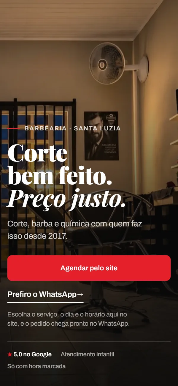 O mesmo site no celular